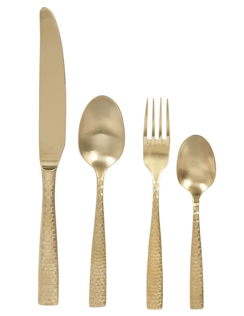 Set de cubiertos Fortessa Luca Faceted de acero inoxidable