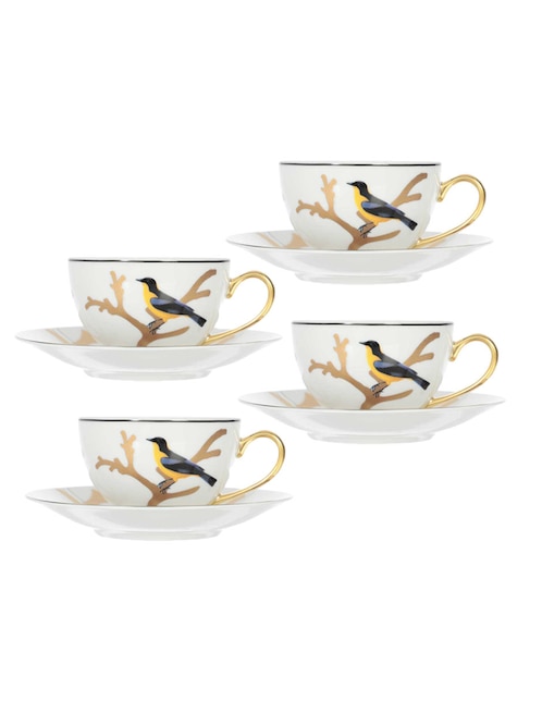 Set de tazas terno Bernardaud Aux Oiseaux 8 piezas
