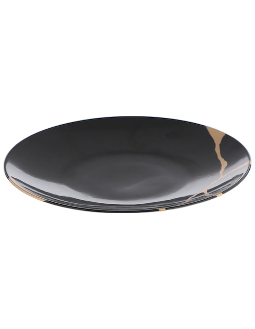 Plato ensalada Kintsugi Coal de porcelana 1
