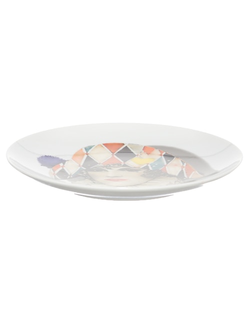 Plato postre Miss Harlequin de porcelana 1