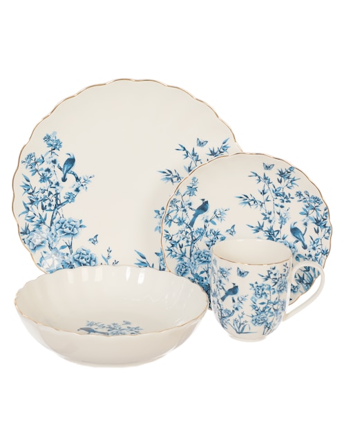 Vajilla N Narrative de porcelana 16 piezas