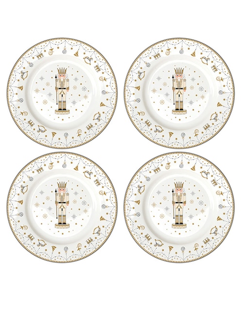 Set de plato para postre Royal Nutcracker de porcelana 4 piezas
