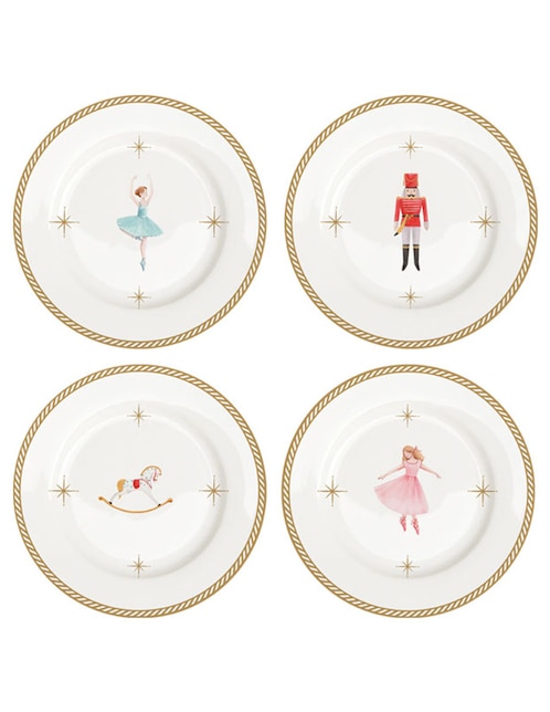 Set platos navideños N Narrative Nutcracker Ball de porcelana 4 piezas