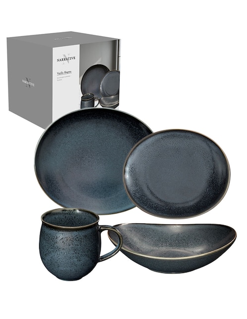 Vajilla cerrada N Narrative magma de porcelana para 4 personas