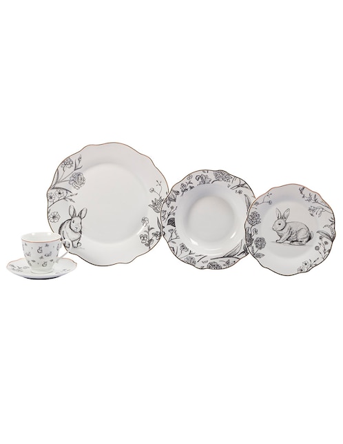 Vajilla N Narrative Paskuale de porcelana 20 piezas
