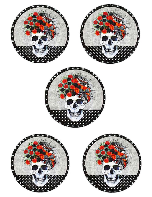 Set platos Galerias El Triunfo con calavera de plástico 5 piezas