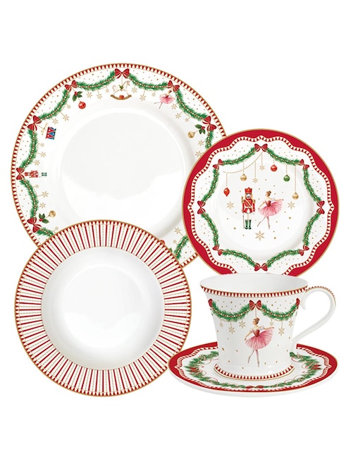 Vajilla lifestyle navidad de porcelana para 4 personas