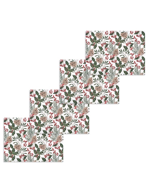 Set mantel individual navideño rectangular de algodón 1
