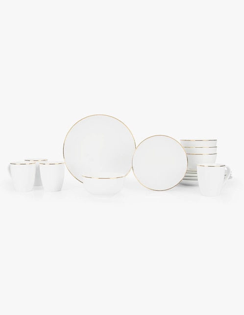 Vajilla Crown Baccara Dorada de porcelana 16 piezas