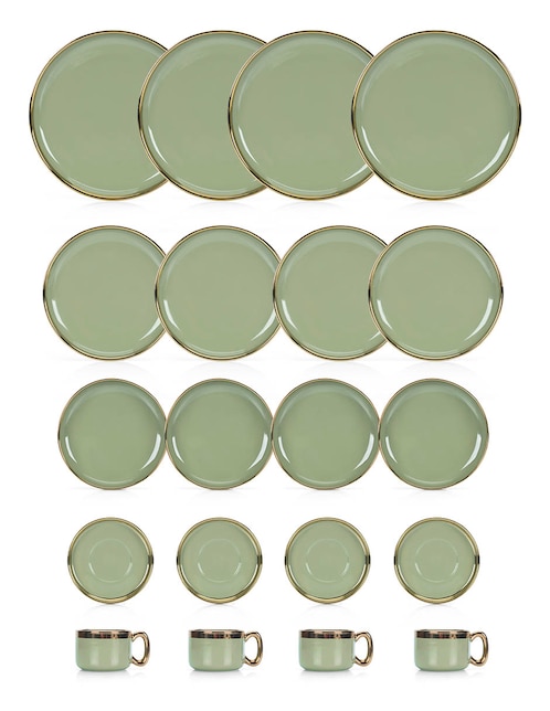 Vajilla cerrada vertgold de porcelana para 4 personas 1