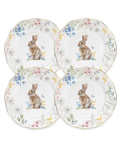 Set de plato para postre de porcelana 4 piezas 1