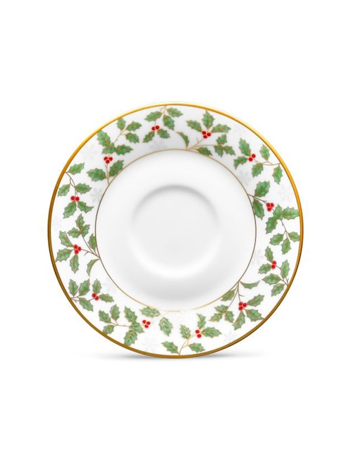Plato para taza navideño HOLLY & BERRY de porcelana 1