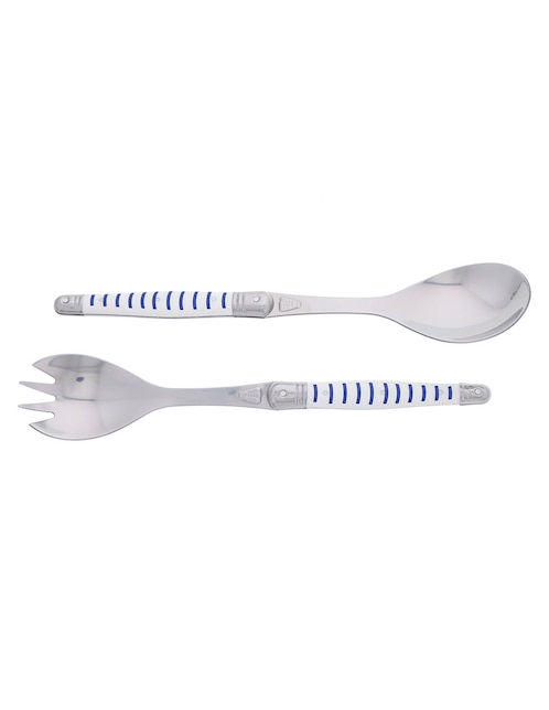 Set de cubiertos para ensalada Mariniere Blue de acero inoxidable 2 piezas 1