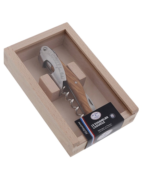 Sacacorchos de dos tiempos Jean Dubost Olive Wood de acero inoxidable