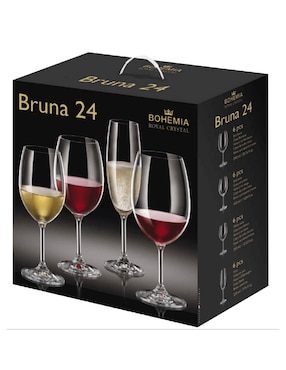 Set de copas Bohemia Bruna de cristal