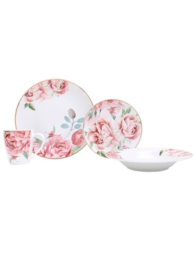 Vajilla Crown Baccara Primarosa 16 Piezas De Porcelana