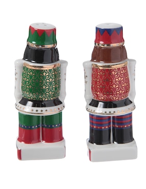 Salero y pimentero navideños N Narrative Nutcracker de porcelana
