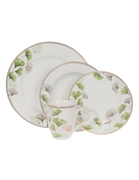 Vajilla Cerrada N Narrative Floral Ginko 16 Piezas De Porcelana