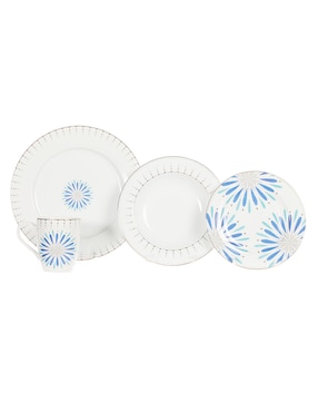 Vajilla Cerrada N Narrative Blue Jasmine De Porcelana 16 Piezas