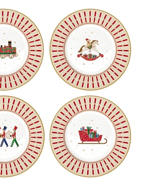Set de plato para postre navideño N Narrative Polar Express de porcelana 4 piezas