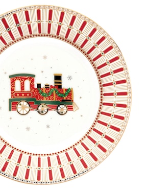Set de plato para postre navideño N Narrative Polar Express de porcelana 4 piezas