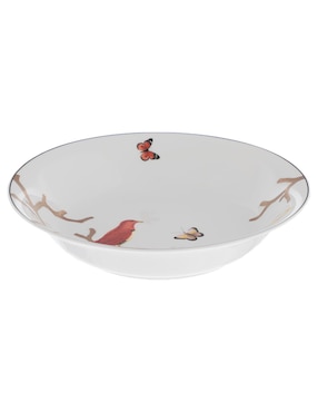 Plato Hondo Bernardaud Aux Oiseaux De Porcelana