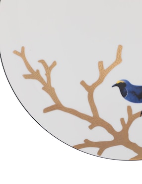 Plato trinche Bernardaud Aux Oiseaux de porcelana