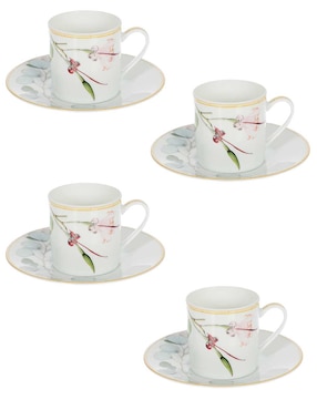 Set De Tazas Terno Bernardaud Jardín Indien 8 Piezas