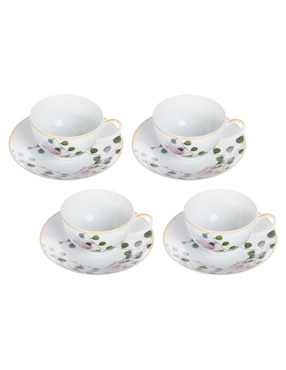 Set De Tazas Terno Bernardaud Jardin Indien 8 Piezas