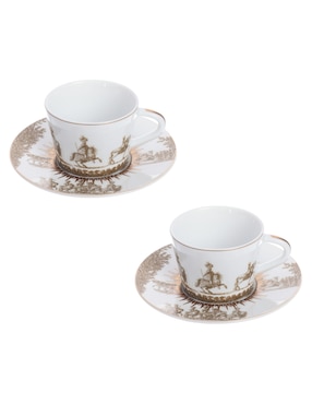 Set De Tazas Terno Bernardaud Versailles Enchannte 4 Piezas