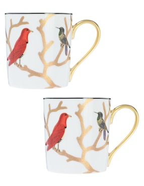 Taza Americana Bernardaud Aux Oiseaux 2 Piezas