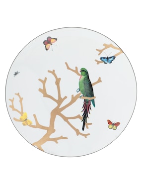 Plato trinche Bernardaud Aux Oiseaux de porcelana