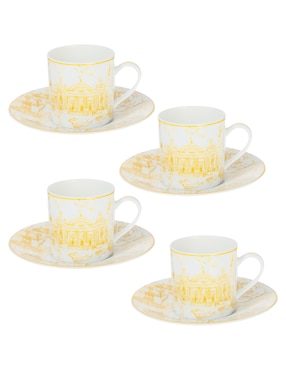 Set Taza Terno Bernardaud Tout Paris 8 Piezas