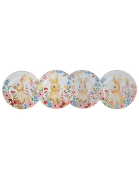 Plato Postre N Narrative Easter De Porcelana 4 Piezas