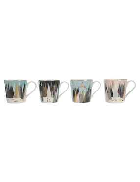 Set De Tazas Clásicas Navideñas Portmeirion London Frosted 4 Piezas