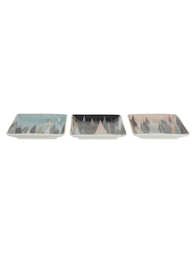 Set platos Portmeirion London Frosted de porcelana 3 piezas