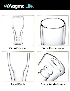 Set vaso Doble Pack Magma Life de vidrio con 2 piezas