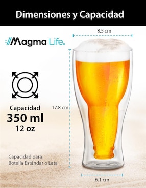 Set vaso Doble Pack Magma Life de vidrio con 2 piezas