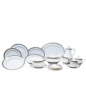 Vajilla Cerrada Noritake Austin Platinum De Porcelana 96 Piezas