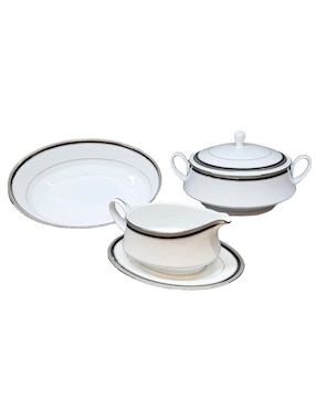 Vajilla Noritake Austin Platinum de porcelana para 12 personas