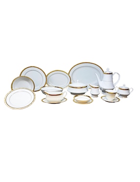 Vajilla Cerrada Noritake Regent Gold De Porcelana 96 Piezas