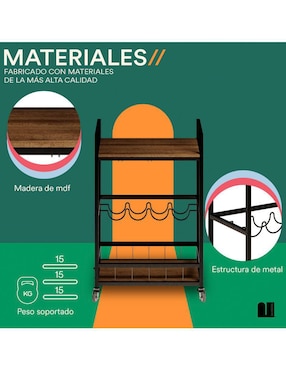 Carro de bar áreas múltiples Mubson MDF