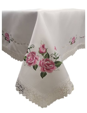 Mantel cuadrado de poliéster Blanme Rosas 3