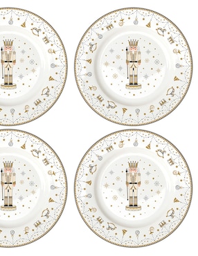 Set de plato para postre N Narrative Royal Nutcracker de porcelana 4 piezas