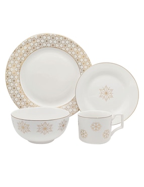 Vajilla Cerrada N Narrative Snowflake De Porcelana 16 Piezas