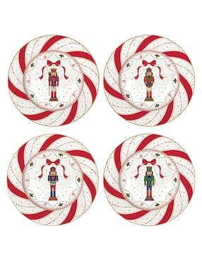 Set Platos Navideños N Narrative De Porcelana 4 Piezas