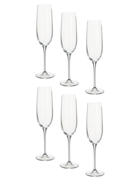 Set De Copas Para Champán Bohemia Uria De Cristal 6 Piezas