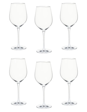 Set De Copas Para Vino Blanco Bohemia Uria De Cristal 6 Piezas