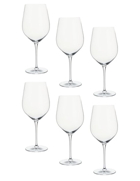 Set De Copas Para Vino Tinto Bohemia Uria De Cristal 6 Piezas