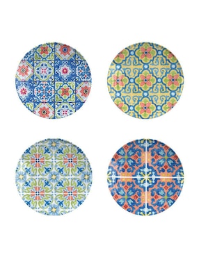 Set Platos Tar Hong Talavera De Melamina 4 Piezas